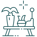 icon of a table with objects